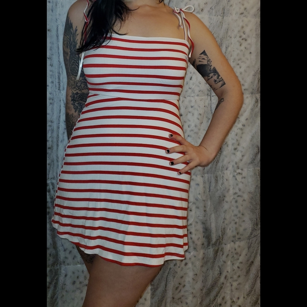 Red and White Striped Dress